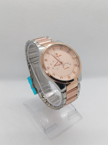 Men’s Rose Gold & Silver Steel Watch – Luxury Chrono Style