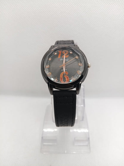 Black Dial Minimal Ladies Leather Strap Watch