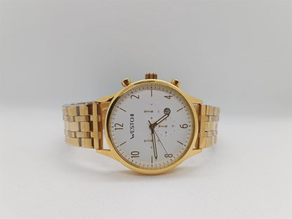 Gold Classic Chronograph Men’s Watch – Premium Stainless Steel, Date Feature, Water Resistant