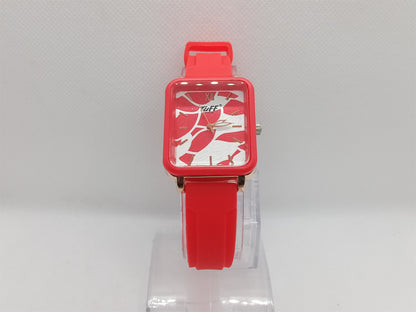 Scarlet Marble Square – Red Artistic Contrast