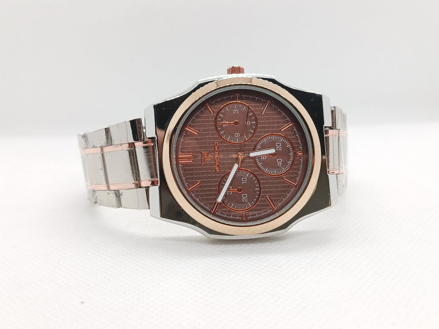 Brown Dial Dual Tone Stainless Steel Watch