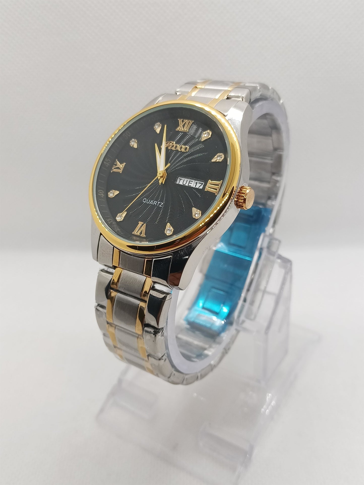 Black Dial Two-Tone Day-Date Men's Watch