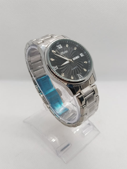 Black Dial Day-Date Stainless Steel Men's Watch