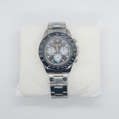 Apex Chronograph – Black Dial with Silver Strap & Black Bezel