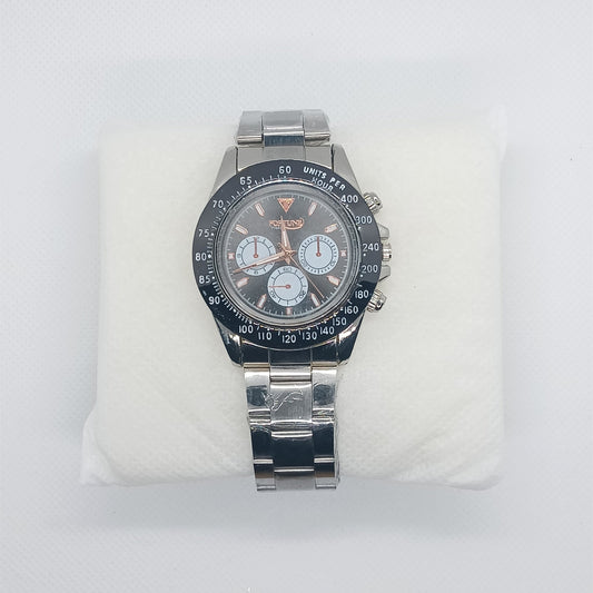 Apex Chronograph – Black Dial with Silver Strap & Black Bezel