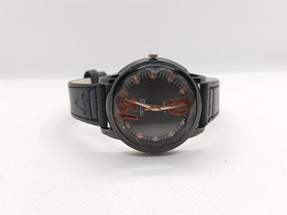 Black Dial Minimal Ladies Leather Strap Watch
