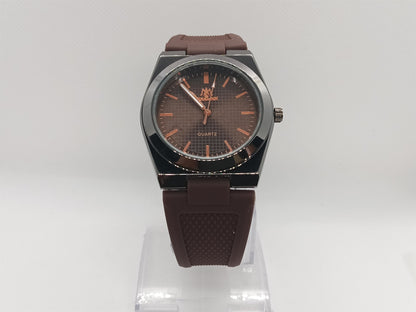 Brown Dial Men’s Watch – Rubber Strap, Water Resistant, Stylish Everyday Wear