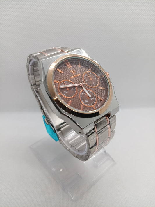Brown Dial Dual Tone Stainless Steel Watch