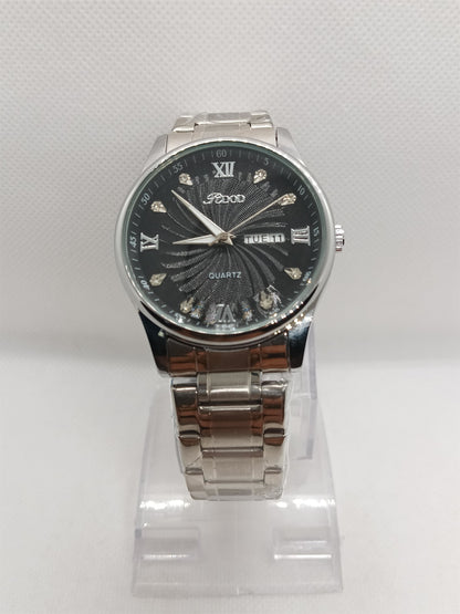 Black Dial Day-Date Stainless Steel Men's Watch