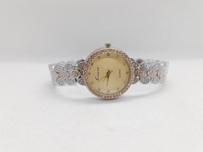 Gold Dial Stone Bracelet Ladies Watch