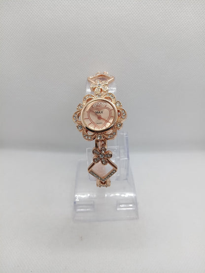 Rose Gold Floral Design Ladies Watch