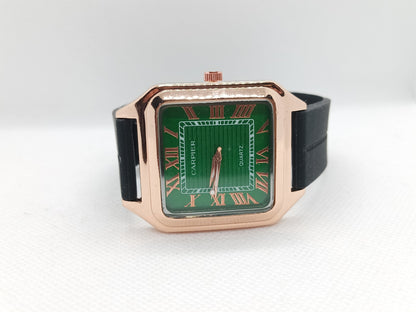 Men’s Square Dial Watch with Magnetic Lock – Green Edition