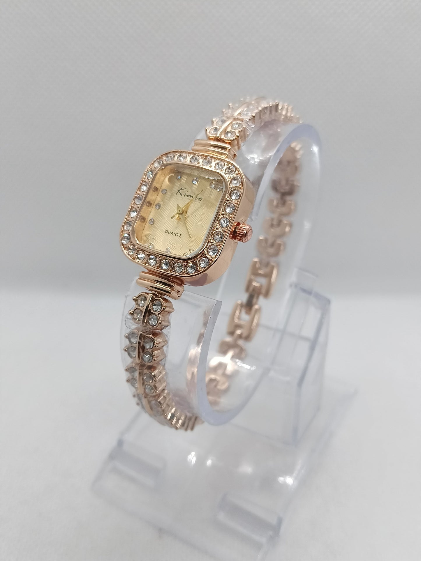 Rose Gold Rectangular Crystal Ladies Watch