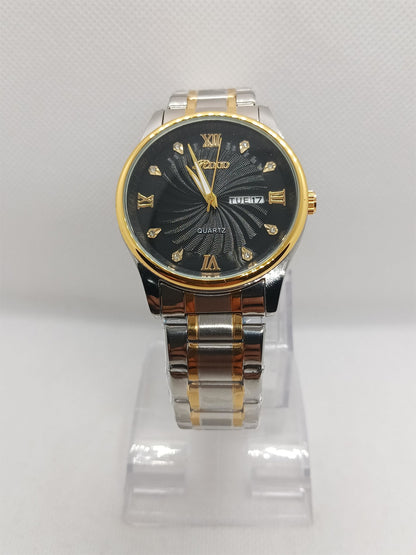 Black Dial Two-Tone Day-Date Men's Watch