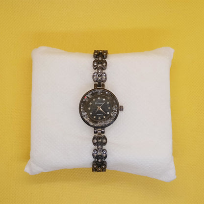Midnight Black Crystal Ladies Bracelet Watch