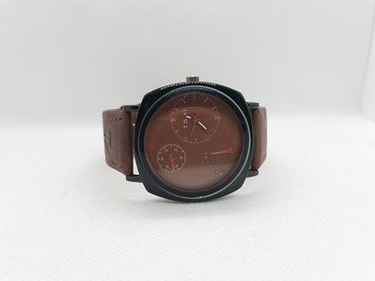 Men’s Brown Leather Modern Dial Watch