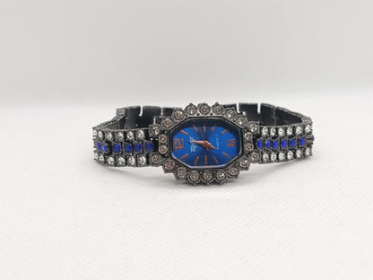 Midnight Sapphire Crystal Bracelet Watch — Silver Edition