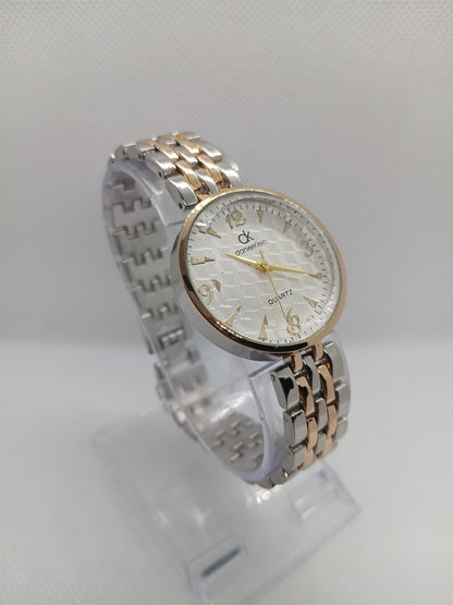Two-Tone Silver Dial with Rose-Gold and Silver Strap