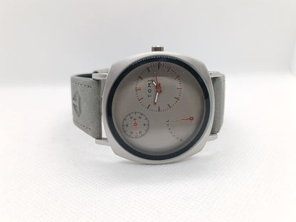 Men’s Grey Leather Minimal Dial Watch