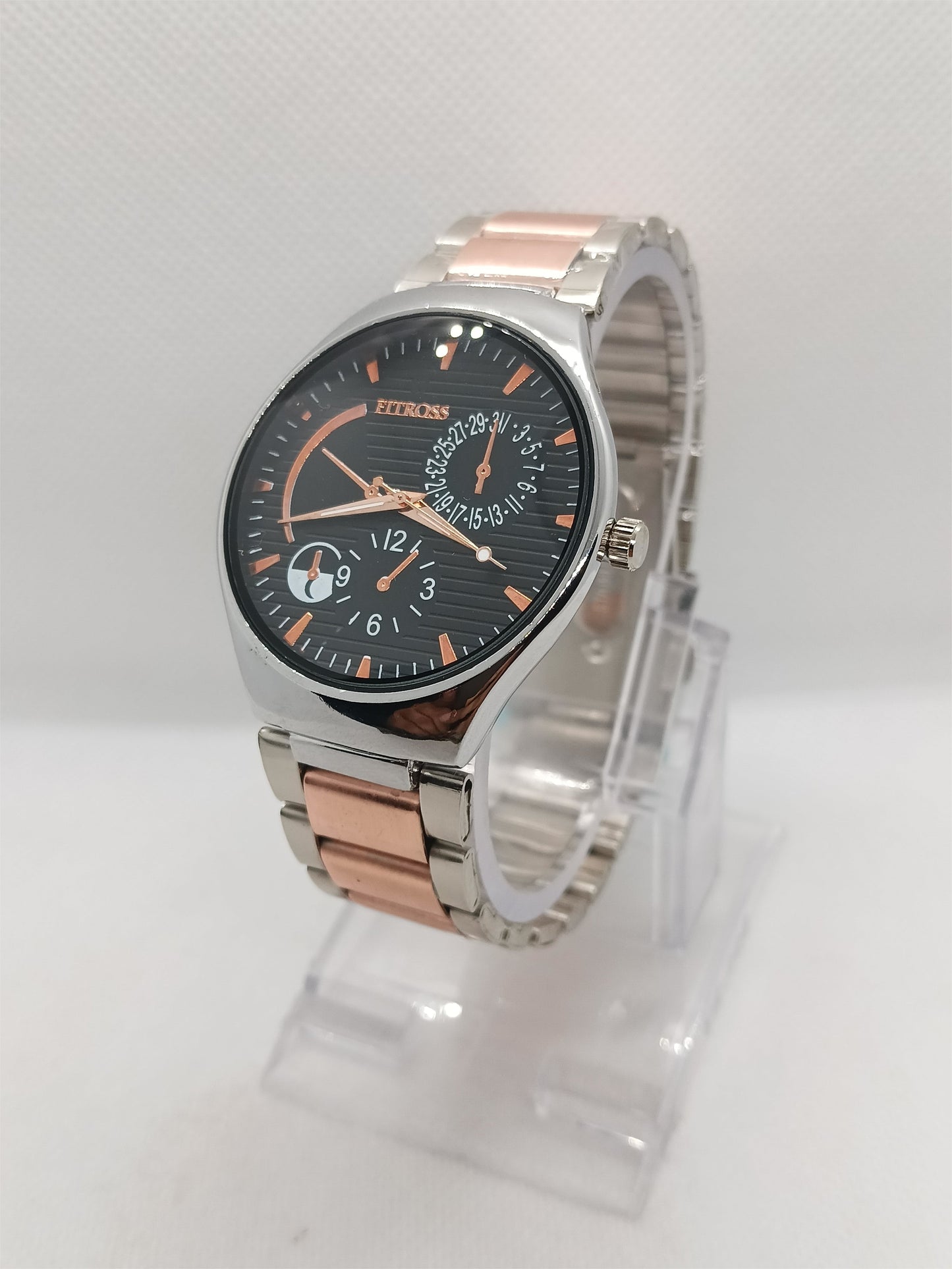 Black Dial Rose Gold Accent Watch