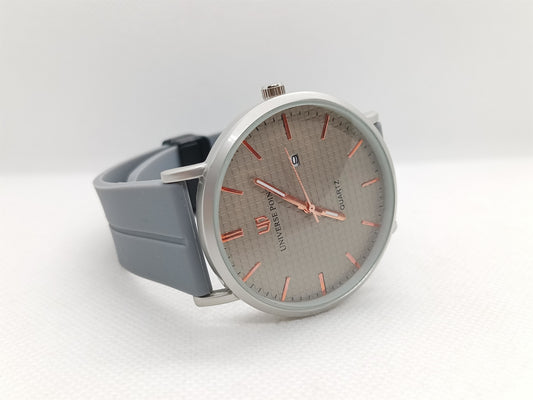 Minimal Silver Dial Grey Strap Men's Watch
