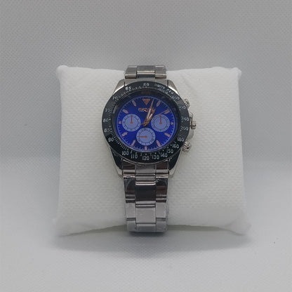 Apex Chronograph – Royal Blue Dial with Silver Strap & Black Bezel