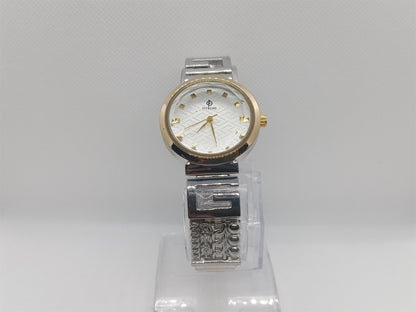 Elegant Grace Ladies Watch – Silver Chain, Textured Dial, Crystal Markers