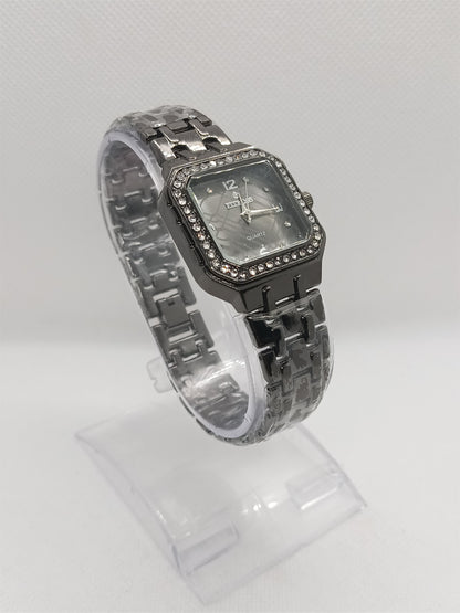 Charcoal Crystal Edge Square Bracelet Watch