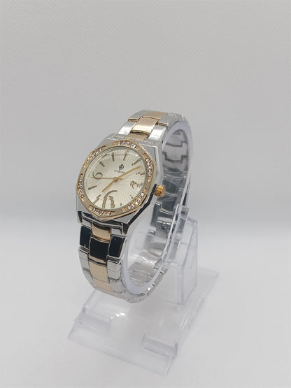 Two-Tone Grace Ladies Watch – Silver & Gold, Champagne Dial, Crystal Detailing