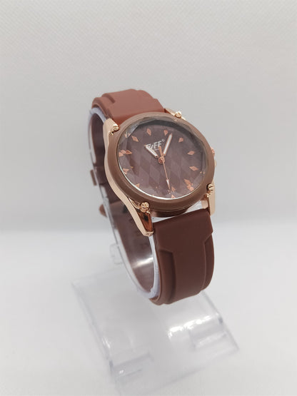 Mocha Round Dial Elegant Watch