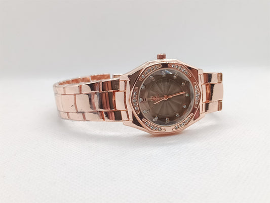 Ladies’ Rose Gold Chain Watch with Brown Dial