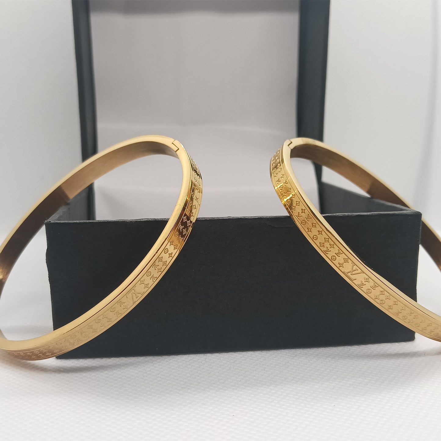 Luxury Monogram Engraved Gold Stainless Steel Bracelet – Unisex