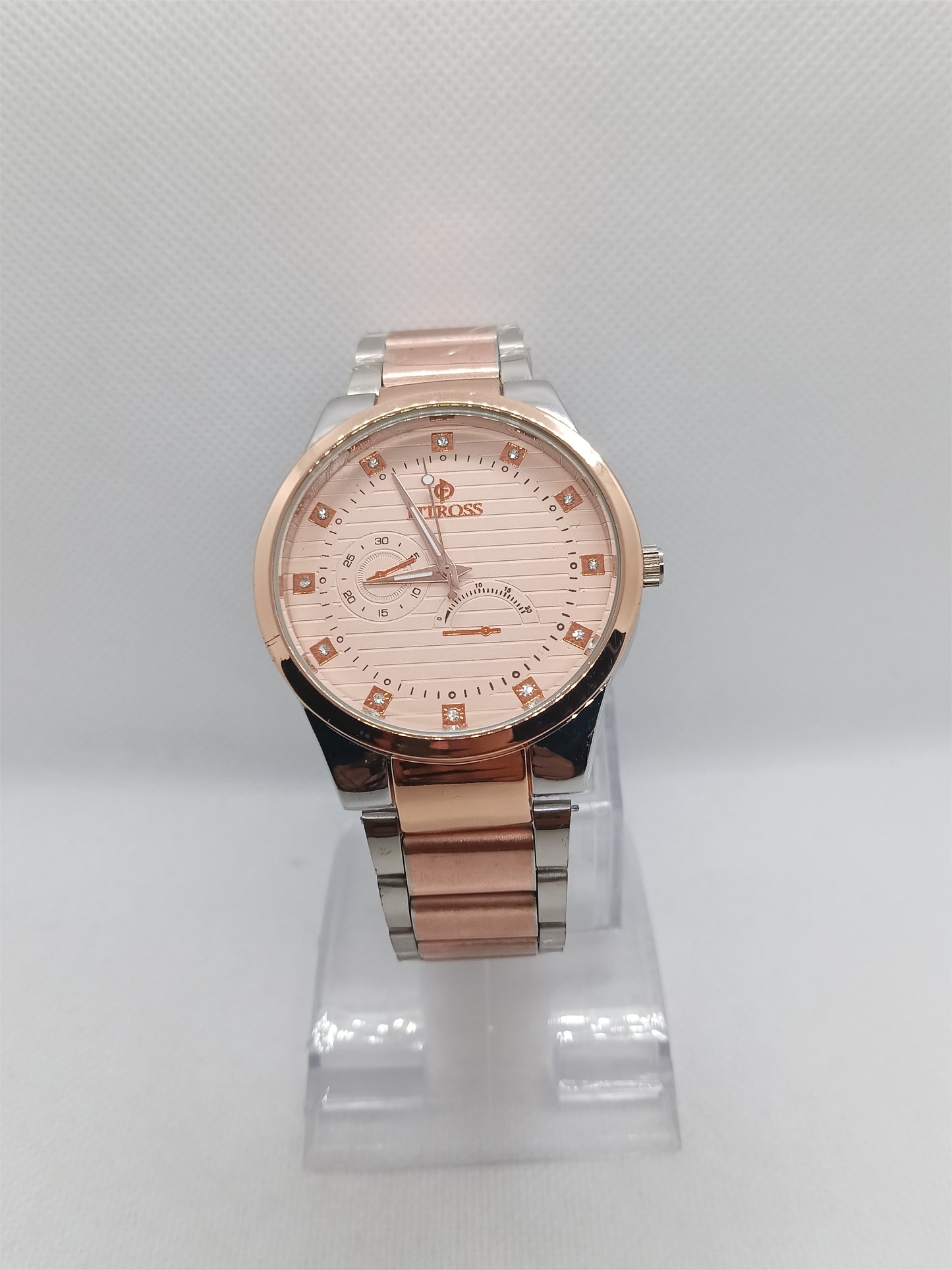 Men’s Rose Gold & Silver Steel Watch – Luxury Chrono Style