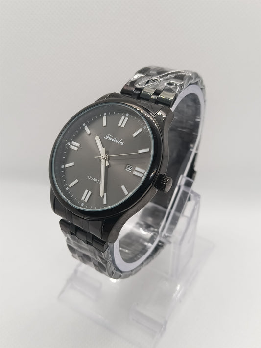 Full Black Stainless Steel Men’s Watch – Luxury Black Dial, Date Display, Water Resistant