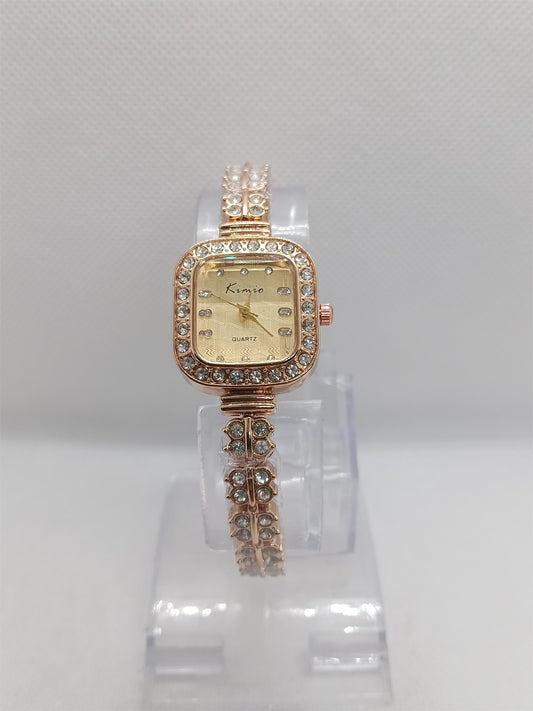 Rose Gold Rectangular Crystal Ladies Watch