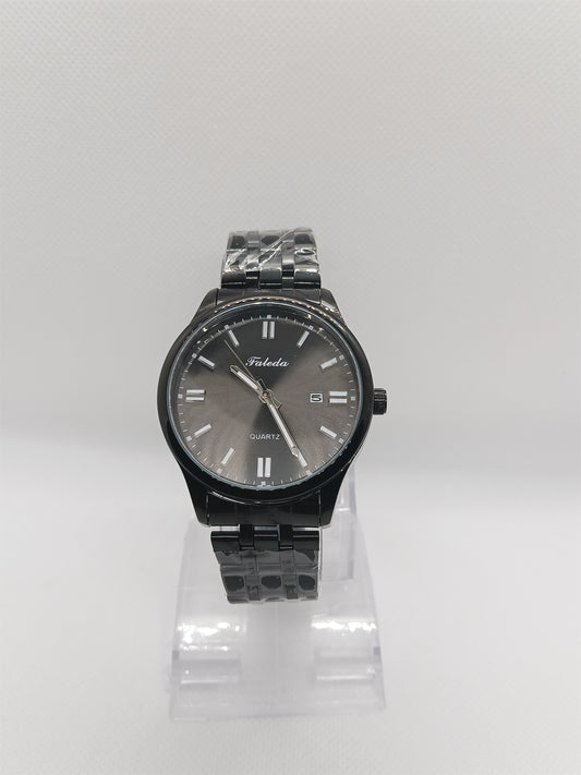 Full Black Stainless Steel Men’s Watch – Luxury Black Dial, Date Display, Water Resistant