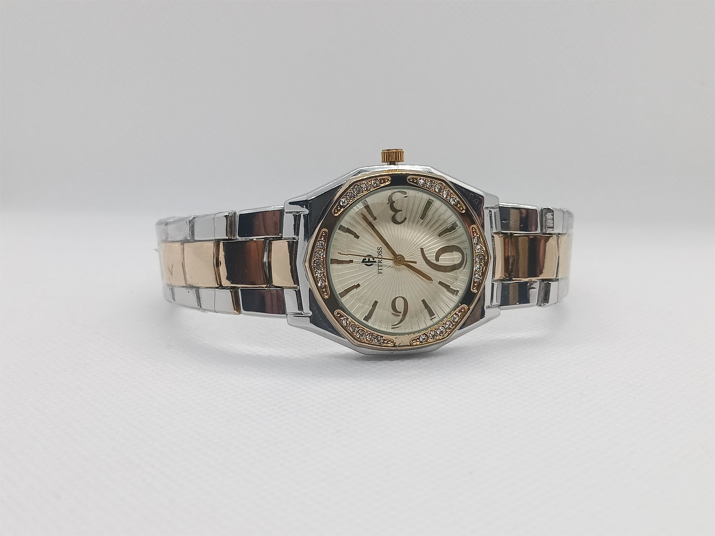 Two-Tone Grace Ladies Watch – Silver & Gold, Champagne Dial, Crystal Detailing