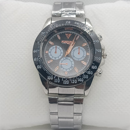 Apex Chronograph – Black Dial with Silver Strap & Black Bezel