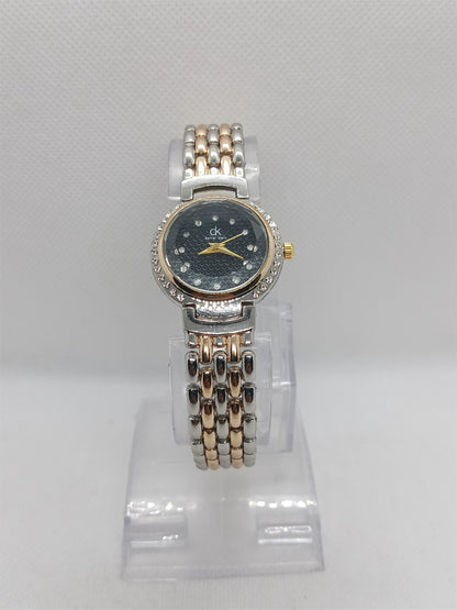 Ladies’ Two-Tone Chain Watch with Black Dial