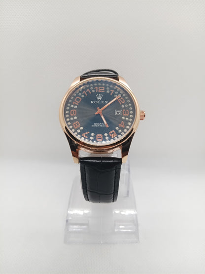 Premium Blue Dial Men’s Watch – Leather Strap, Premium Design, Date Feature
