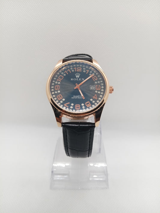 Premium Blue Dial Men’s Watch – Leather Strap, Premium Design, Date Feature