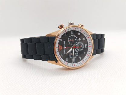 Men’s Black & Rose Gold Watch with Date Display