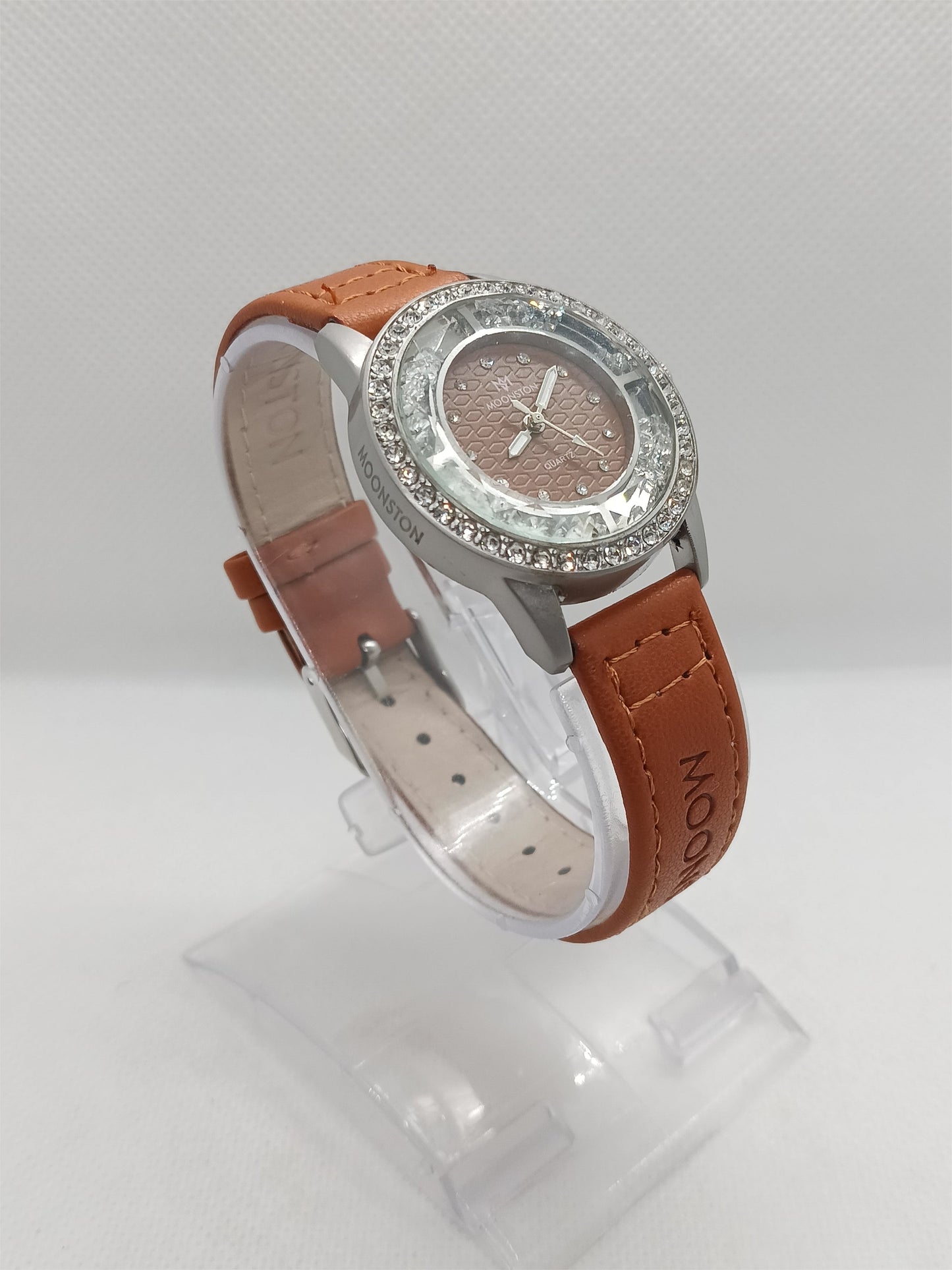 Brown Dial Stone Bezel Ladies Watch
