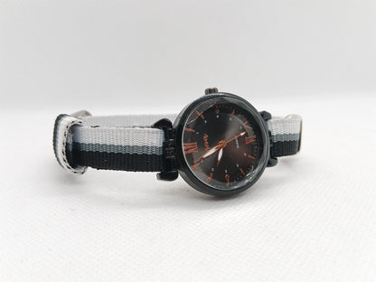 Ladies’ Black Dial Fabric Strap Watch – Minimal Style