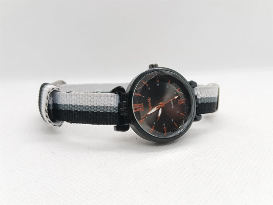 Ladies’ Black Dial Fabric Strap Watch – Minimal Style