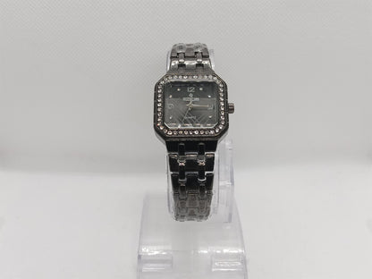 Charcoal Crystal Edge Square Bracelet Watch