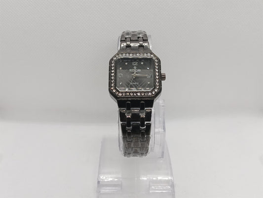 Charcoal Crystal Edge Square Bracelet Watch