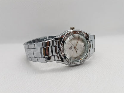 Ladies’ Silver Chain Watch with White Dial