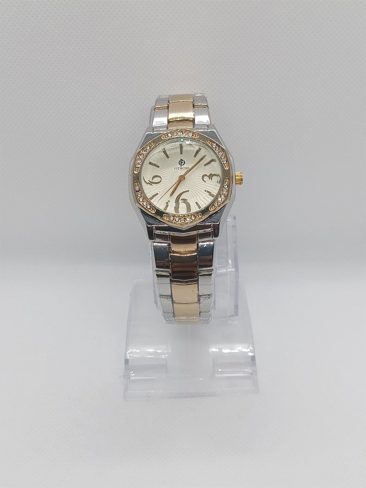 Two-Tone Grace Ladies Watch – Silver & Gold, Champagne Dial, Crystal Detailing