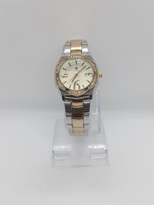 Two-Tone Grace Ladies Watch – Silver & Gold, Champagne Dial, Crystal Detailing